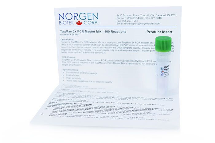 2x PCR Master Mix & TaqMan 2x Master Mix (Cat. 28340, 28341) | Norgen Biotek Corp.