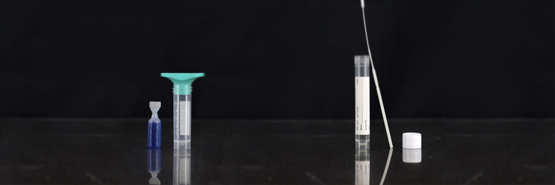 saliva collection and preservation device next to a swab and tube